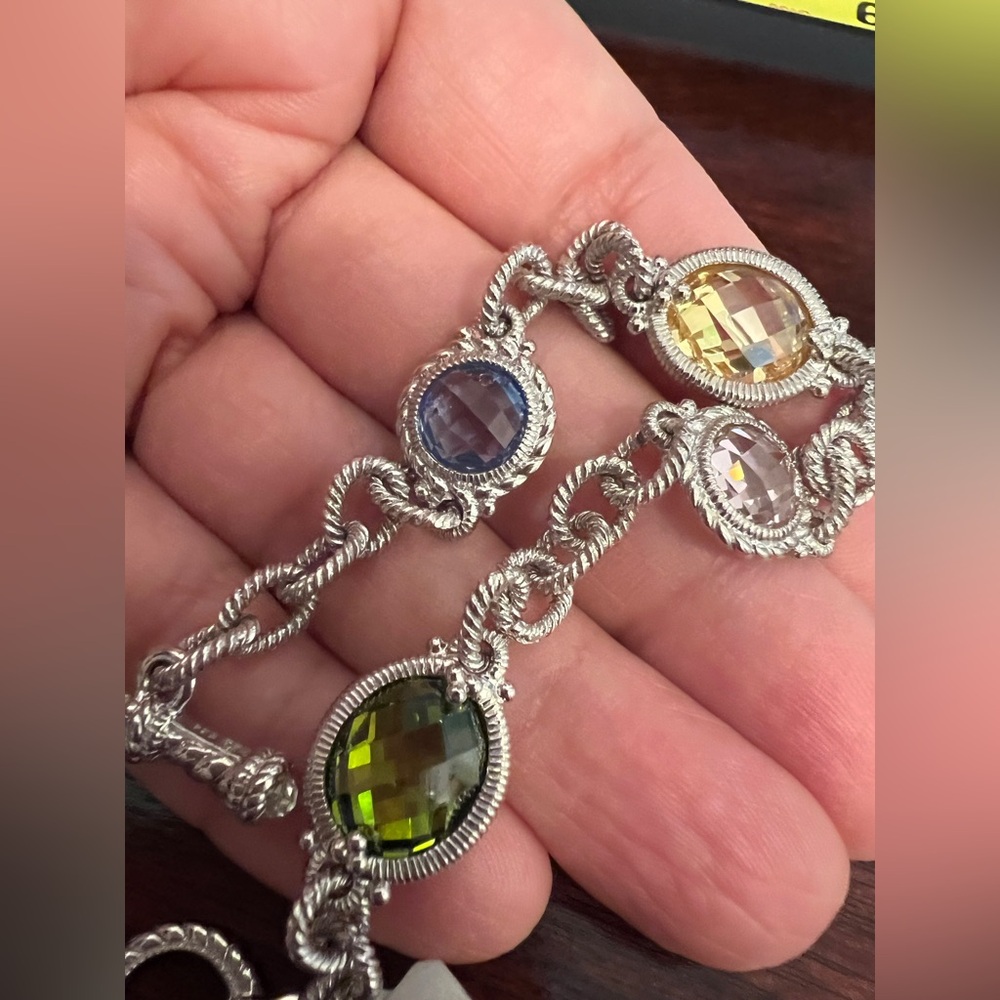 NWT Judith Ripka JR sterling Silver toggle Bracelet  crystal quartz - Picture 5 of 7